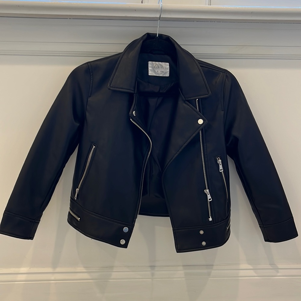 Zara girls faux leather Moto jacket size 9